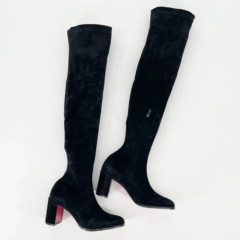 Christian Louboutin Stretchadoxa Black Over the Knee Block Heel Boots EU 36.5 - Picture 3 of 12